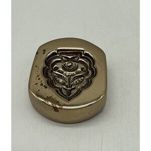 Vtg Brass Dapping Jewelry Mold Casting Floral Heart 1 3/8” Stamp Seal Pendant